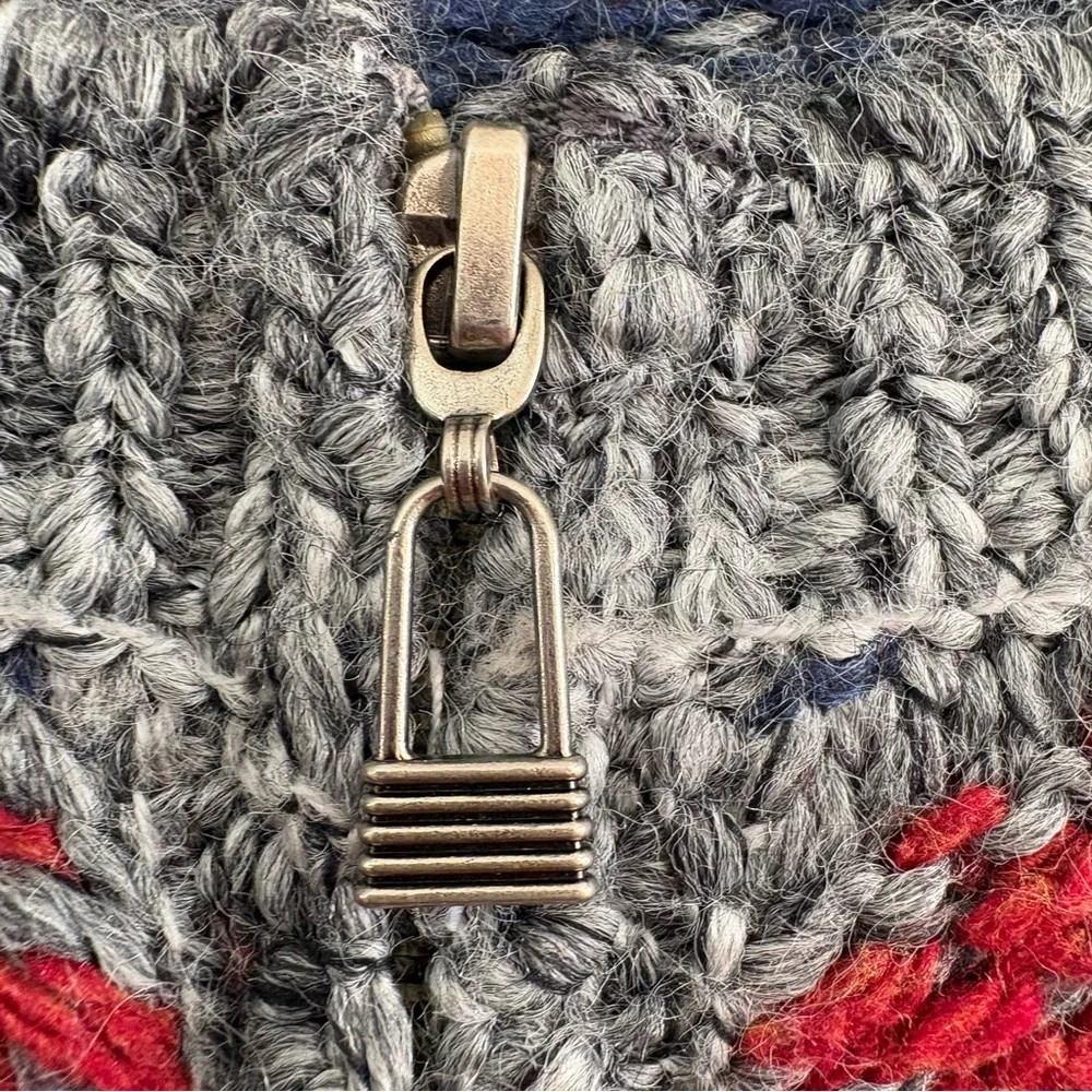 Tangents Red and Blue Patterned Zip-Up Sweater - Picture 2 of 7